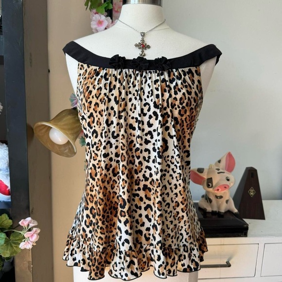 Black Brown Leopard Print top - Picture 1 of 7